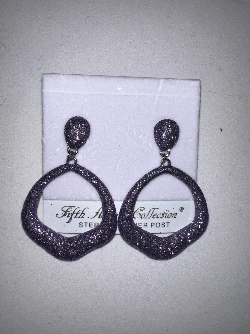 Fifth Avenue Collection Purple Glitter Drop Earrings